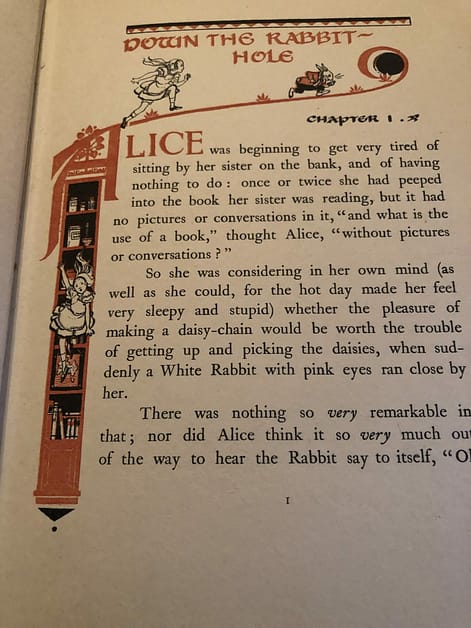 First page of Alice in Wonderland