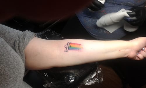 Tatto of surface integral with rainbow